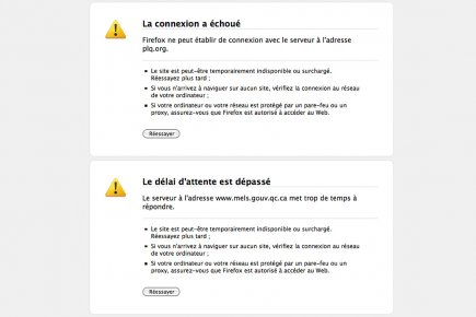 Les sites du Parti libéral du Québec et... (Image: capture d'écran des sites inaccessibles)
