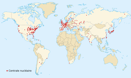 carte du monde des centrales nucléaires